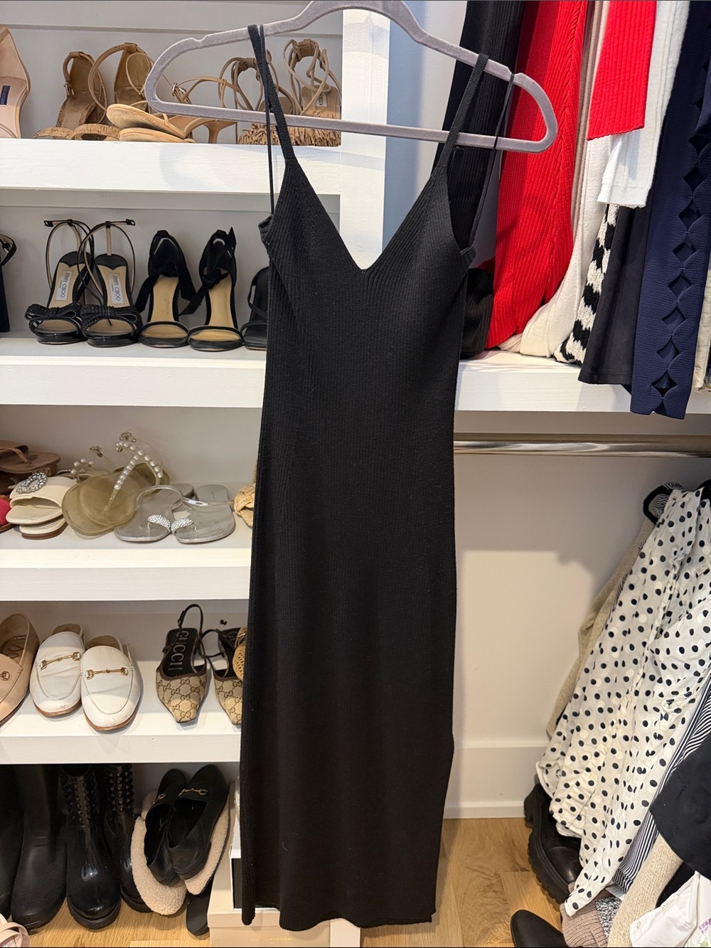 French Connection Black V-Neck Maxi Slip Dress